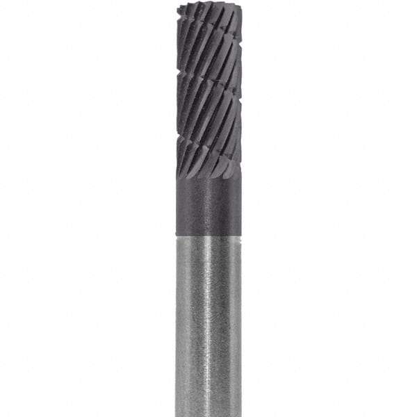 Made in USA - 6mm Cut Diam, 0.2362" Shank Diam, Cylinder Head Double Cut Burr - Carbide, 16mm LOC, 50mm OAL - Caliber Tooling