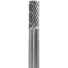 Made in USA - 1/4" Cut Diam, 1/4" Shank Diam, Cylinder Head Fastmill Cut Burr - Carbide, 5/8" LOC, 2" OAL - Caliber Tooling