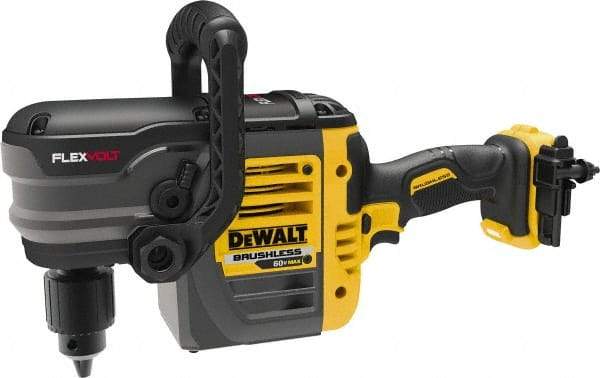 DeWALT - 60 Volt 1/2" Chuck Right Angle Handle Cordless Drill - 0-300 & 0-1200 RPM, Keyed Chuck, Lithium-Ion Batteries Not Included - Caliber Tooling