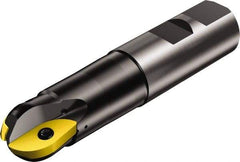 Sandvik Coromant - 1-1/4" Cut Diam, 1.114" Max Depth of Cut, 1-1/4" Shank Diam, 6.2811" OAL, Indexable Ball Nose End Mill - 6.2811" Head Length, Weldon Flat Shank, RA216.. M Toolholder, APMT 160408-M, RA216-32 06 Insert - Caliber Tooling