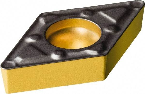 Sandvik Coromant - DCMX21.51 WF Grade 1515 Carbide Turning Insert - TiCN/AI2O3/TiN Finish, 55° Diamond, 1/4" Inscr Circle, 3/32" Thick, 1/64" Corner Radius - Caliber Tooling