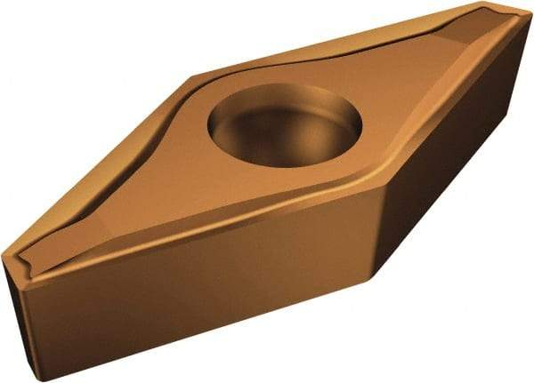 Sandvik Coromant - VCEX2203 F Grade 1115 Carbide Turning Insert - TiAlN/AlCr2O3 Finish, 35° Diamond, 3/8" Inscr Circle, 1/8" Thick, 0.1mm Corner Radius - Caliber Tooling