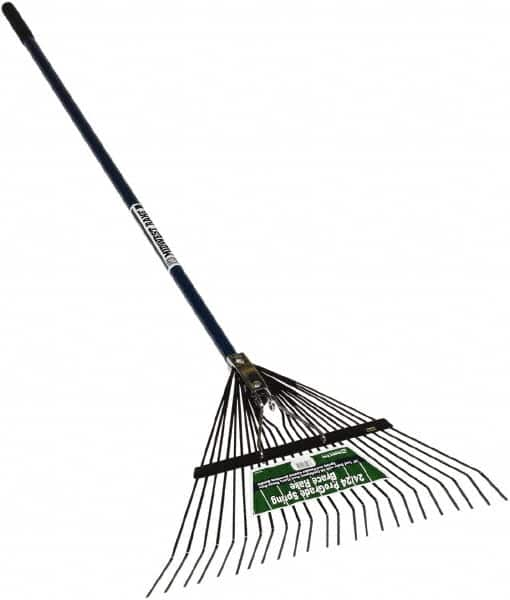 SEYMOUR-MIDWEST - Spring Brace Rake with 54" Straight Aluminum Handle - 1/2" Blade Width, 24 Tines, 13" Tine Length - Caliber Tooling