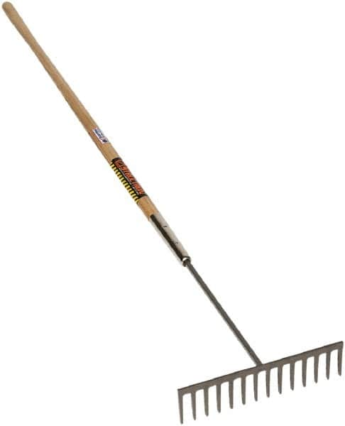 SEYMOUR-MIDWEST - Asphalt Rake with 60" Straight Wood Handle - 1/2" Blade Width, 14 Tines, 3-1/2" Tine Length - Caliber Tooling