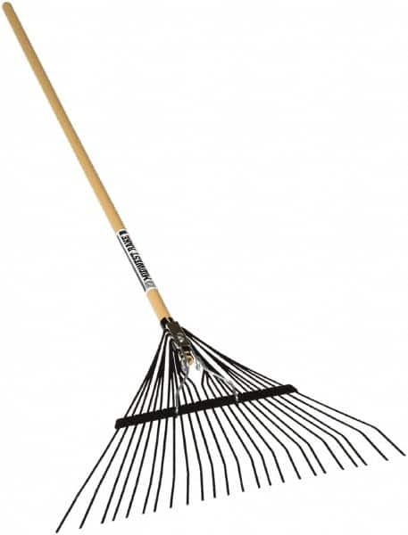 SEYMOUR-MIDWEST - Leaf Rake with 54" Straight Wood Handle - 1/2" Blade Width, 24 Tines, 10" Tine Length - Caliber Tooling