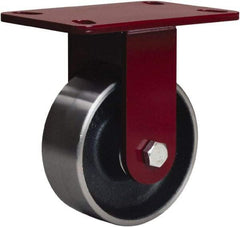 Hamilton - 5" Diam x 2" Wide x 6-3/4" OAH Top Plate Mount Rigid Caster - Forged Steel, 1,500 Lb Capacity, Tapered Roller Bearing, 4-1/2 x 6-1/2" Plate - Caliber Tooling