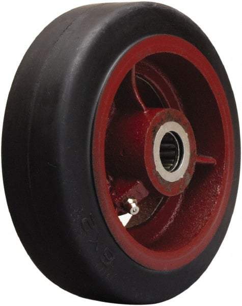 Hamilton - 6 Inch Diameter x 2 Inch Wide, Rubber on Cast Iron Caster Wheel - 410 Lb. Capacity, 2-1/4 Inch Hub Length, 5/8 Inch Axle Diameter, Straight Roller Bearing - Caliber Tooling