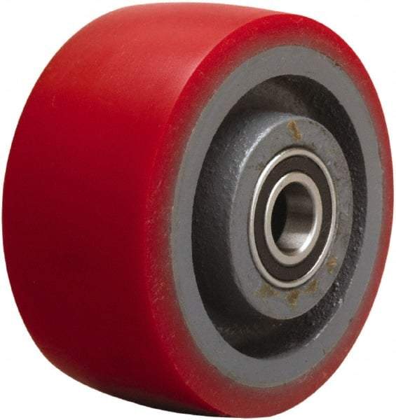 Hamilton - 4 Inch Diameter x 2 Inch Wide, Polyurethane on Cast Iron Caster Wheel - 900 Lb. Capacity, 2-1/4 Inch Hub Length, 1/2 Inch Axle Diameter, Precision Ball Bearing - Caliber Tooling