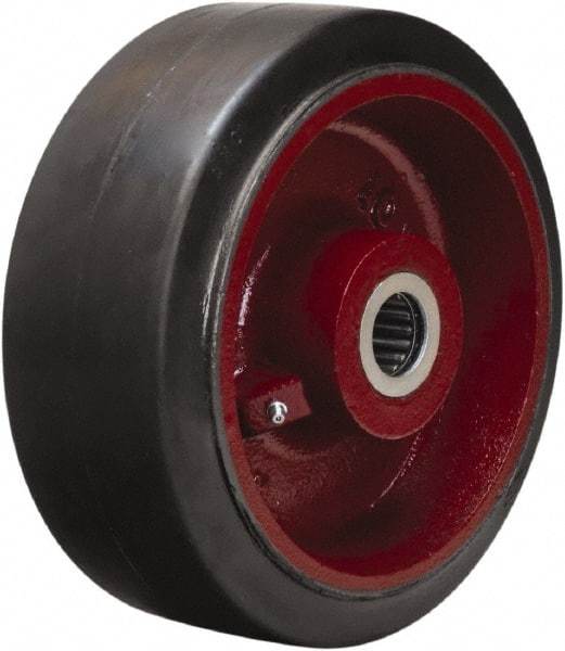 Hamilton - 10 Inch Diameter x 4 Inch Wide, Rubber on Cast Iron Caster Wheel - 1,400 Lb. Capacity, 4-1/4 Inch Hub Length, 1-1/4 Inch Axle Diameter, Straight Roller Bearing - Caliber Tooling