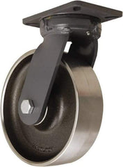 Hamilton - 10" Diam x 3" Wide x 12-1/2" OAH Top Plate Mount Swivel Caster - Forged Steel, 5,000 Lb Capacity, Tapered Roller Bearing, 5-1/4 x 7-1/4" Plate - Caliber Tooling