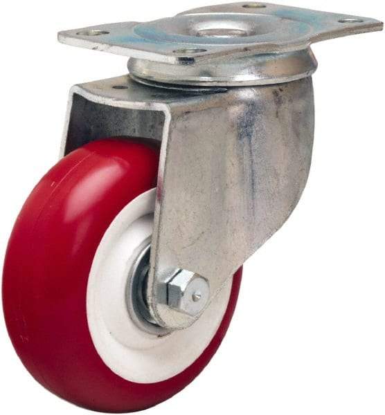 Hamilton - 3-1/2" Diam x 1-3/8" Wide x 4-13/16" OAH Top Plate Mount Swivel Caster - Polyurethane Mold on Polypropylene, 325 Lb Capacity, Sealed Precision Ball Bearing, 2-1/2 x 3-3/4" Plate - Caliber Tooling