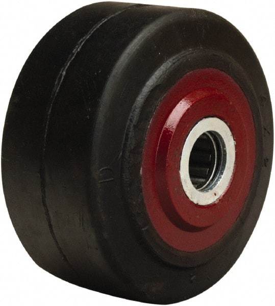 Hamilton - 4 Inch Diameter x 2 Inch Wide, Rubber on Cast Iron Caster Wheel - 300 Lb. Capacity, 2-1/4 Inch Hub Length, 1-3/16 Inch Axle Diameter, Plain Bore Bearing - Caliber Tooling