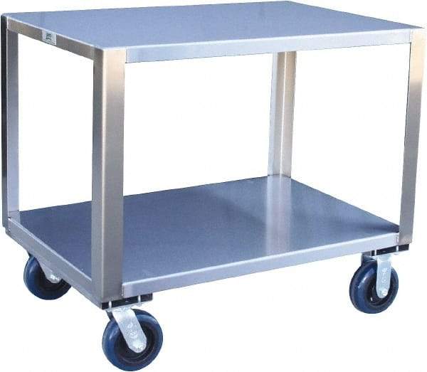 Jamco - 1,800 Lb Capacity, 24" Wide x 36" Long x 31" High Transport Cart - 2 Shelf, Stainless Steel, 2 Rigid/2 Swivel Casters - Caliber Tooling