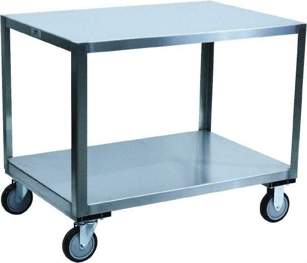 Jamco - 1,200 Lb Capacity, 60" Wide x 30" Long x 30" High Transport Cart - 2 Shelf, Stainless Steel, 2 Rigid/2 Swivel Casters - Caliber Tooling