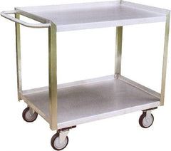 Jamco - 1,200 Lb Capacity, 30" Wide x 18" Long x 35" High Shelf Cart - 2 Shelf, Stainless Steel, 2 Rigid/2 Swivel Casters - Caliber Tooling