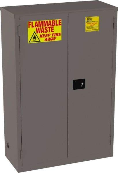 Jamco - 2 Door, 2 Shelf, Yellow Steel Double Wall Safety Cabinet for Flammable and Combustible Liquids - 65" High x 18" Wide x 43" Deep, Manual Closing Door, 3 Point Key Lock, 45 Gal Capacity - Caliber Tooling