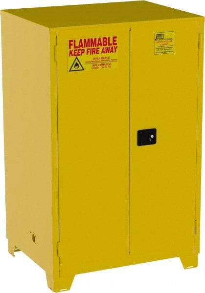 Jamco - 2 Door, 2 Shelf, Yellow Steel Double Wall Safety Cabinet for Flammable and Combustible Liquids - 70" High x 34" Wide x 43" Deep, Manual Closing Door, 3 Point Key Lock, 90 Gal Capacity - Caliber Tooling