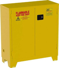 Jamco - 2 Door, 1 Shelf, Yellow Steel Double Wall Safety Cabinet for Flammable and Combustible Liquids - 49" High x 18" Wide x 43" Deep, Manual Closing Door, 3 Point Key Lock, 30 Gal Capacity - Caliber Tooling