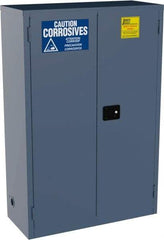 Jamco - 2 Door, 2 Shelf, Blue Steel Double Wall Safety Cabinet for Flammable and Combustible Liquids - 65" High x 18" Wide x 43" Deep, Self Closing Door, 3 Point Key Lock, 45 Gal Capacity - Caliber Tooling