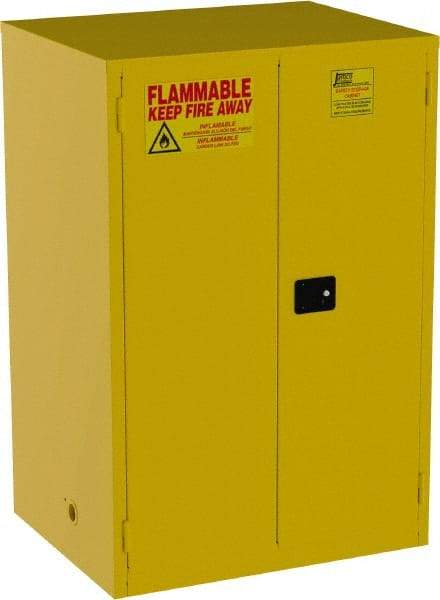 Jamco - 2 Door, 2 Shelf, Yellow Steel Double Wall Safety Cabinet for Flammable and Combustible Liquids - 65" High x 34" Wide x 43" Deep, Self Closing Door, 3 Point Key Lock, 90 Gal Capacity - Caliber Tooling