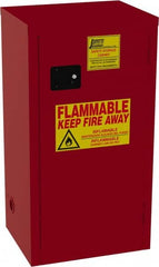 Jamco - 1 Door, 3 Shelf, Red Steel Double Wall Safety Cabinet for Flammable and Combustible Liquids - 44" High x 18" Wide x 23" Deep, Manual Closing Door, 3 Point Key Lock, 24 Gal Capacity - Caliber Tooling