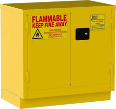 Jamco - 2 Door, 1 Shelf, Yellow Steel Double Wall Safety Cabinet for Flammable and Combustible Liquids - 35" High x 22" Wide x 36" Deep, Self Closing Door, 3 Point Key Lock, 22 Gal Capacity - Caliber Tooling