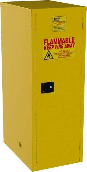 Jamco - 1 Door, 3 Shelf, Yellow Steel Double Wall Safety Cabinet for Flammable and Combustible Liquids - 65" High x 34" Wide x 23" Deep, Self Closing Door, 3 Point Key Lock, 60 Gal Capacity - Caliber Tooling