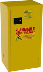 Jamco - 1 Door, 2 Shelf, Yellow Steel Double Wall Safety Cabinet for Flammable and Combustible Liquids - 44" High x 23" Wide x 18" Deep, Self Closing Door, 3 Point Key Lock, 18 Gal Capacity - Caliber Tooling