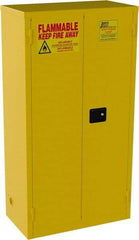 Jamco - 2 Door, 3 Shelf, Yellow Steel Double Wall Safety Cabinet for Flammable and Combustible Liquids - 65" High x 18" Wide x 34" Deep, Self Closing Door, 3 Point Key Lock, 44 Gal Capacity - Caliber Tooling