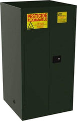 Jamco - 2 Door, 2 Shelf, Green Steel Double Wall Safety Cabinet for Flammable and Combustible Liquids - 65" High x 34" Wide x 34" Deep, Manual Closing Door, 3 Point Key Lock, 60 Gal Capacity - Caliber Tooling