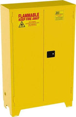 Jamco - 2 Door, 2 Shelf, Yellow Steel Double Wall Safety Cabinet for Flammable and Combustible Liquids - 70" High x 43" Wide x 18" Deep, Manual Closing Door, 3 Point Key Lock, 45 Gal Capacity - Caliber Tooling