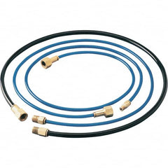 Dynabrade - 1/4" ID x 3/8" OD 3' Long Hose - Female/Male Ends, 90 Working psi, 1/4" Fitting, Black & Blue - Caliber Tooling