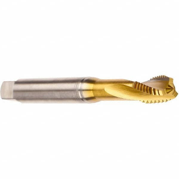 Emuge - 5/16-18 UNC 3 Flute 2BX Modified Bottoming Spiral Flute Tap - Cobalt, TiN Finish, 3.543" OAL, Right Hand Flute, Right Hand Thread, Series Rekord D - Caliber Tooling