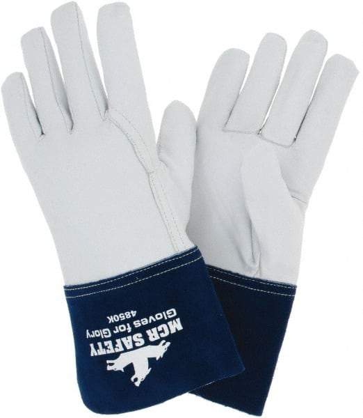 MCR Safety - Size 2XL Kevlar Lined Goatskin Welding Glove - White/Blue, Pair - Caliber Tooling