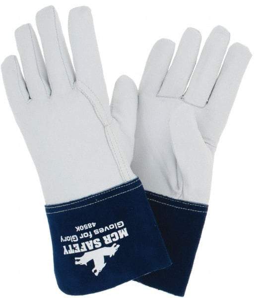 MCR Safety - Size XL Kevlar Lined Goatskin Welding Glove - White/Blue, Pair - Caliber Tooling