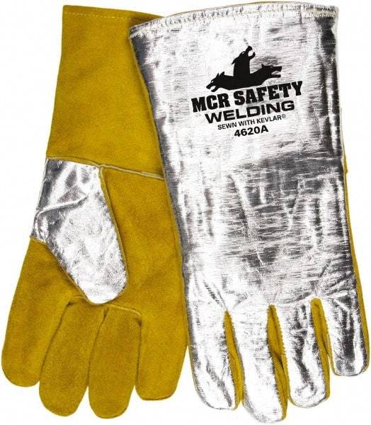 MCR Safety - Size XL Jersey Lined Aluminized Leather Welding Glove - Brown, Pair - Caliber Tooling