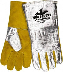 MCR Safety - Size XL Jersey Lined Aluminized Leather Welding Glove - Brown, Pair - Caliber Tooling