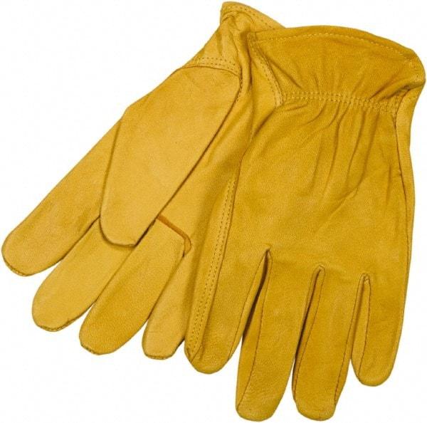 MCR Safety - Size S Goatskin General Protection Work Gloves - For Work & Driver, Uncoated, Slip-On Cuff, Gold, Paired - Caliber Tooling