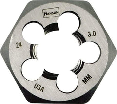 Irwin Hanson - M24x2.00 Metric Fine Thread, 1-13/16" Hex, Right Hand Thread, Hex Rethreading Die - Carbon Steel - Exact Industrial Supply