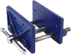 Irwin - 6-1/2" Jaw Width, 4-1/2" Jaw Opening, 2" Throat Depth, Woodworking Vise - Standard Spindle - Caliber Tooling