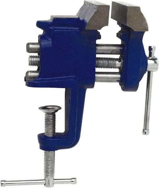 Irwin - 3" Jaw Width, 2" Opening Capacity, 3" Throat Depth, Steel Stationary Bench Vise - Clamp-On Base Attachment, Anvil - Caliber Tooling