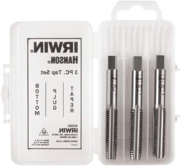 Irwin Hanson - M10x1.00 Metric, 4 Flute, Bottoming, Plug & Taper, Bright Finish, Carbon Steel Tap Set - Right Hand Cut, 2B Class of Fit, Series Hanson - Caliber Tooling