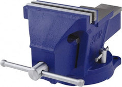 Irwin - 6" Jaw Width, 4-57/64" Opening Capacity, 3" Throat Depth, Steel Swivel Bench Vise - Bolt Down Base Attachment, Anvil - Caliber Tooling