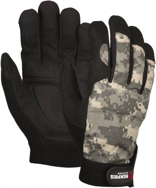 MCR Safety - Size M Synthetic Blend General Protection Work Gloves - For Work & Driver, Uncoated, Hook & Loop Cuff, Camouflage, Paired - Caliber Tooling