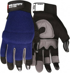 MCR Safety - Size S Synthetic Blend General Protection Work Gloves - For Work & Driver, Uncoated, Hook & Loop Cuff, Black/Blue, Paired - Caliber Tooling