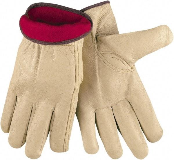 MCR Safety - Size M Cold Protection Work Gloves - For Work & Driver, Uncoated, Natural/Red, Paired - Caliber Tooling