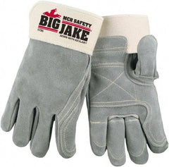 MCR Safety - Size XL Cowhide General Protection Work Gloves - For General Purpose, Uncoated, Safety Cuff, Gray/White, Paired - Caliber Tooling