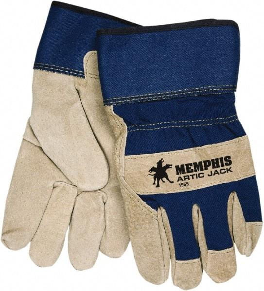 MCR Safety - Size XL Pigskin Cold Protection Work Gloves - For General Purpose, Uncoated, Safety Cuff, Blue/Natural, Paired - Caliber Tooling