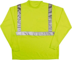 MCR Safety - Size 2XL, Hi-Viz Lime, High Visibility, Long Sleeve T-Pocket, - 1 Pocket, Polyester - Caliber Tooling