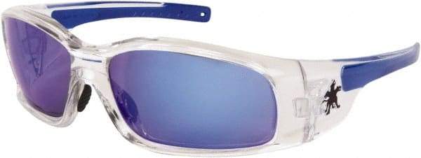 MCR Safety - Blue Mirror Lenses, Framed Safety Glasses - Scratch Resistant, Size Universal, Wrap Around - Caliber Tooling